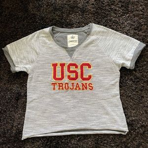 large USC Trojans short sleeve sweatshirt top.